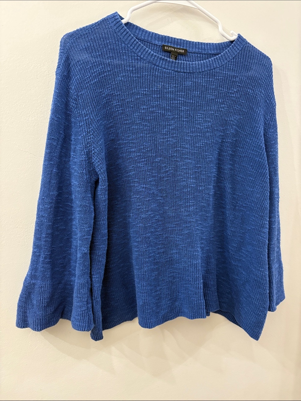 Eileen Fisher Cobalt Blue Knit Pullover - women’s large - organic cotton-linen
